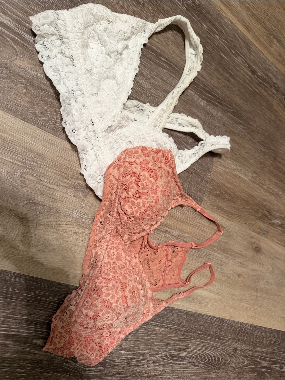 Lace Bralette Set from Aerie - Coral and White